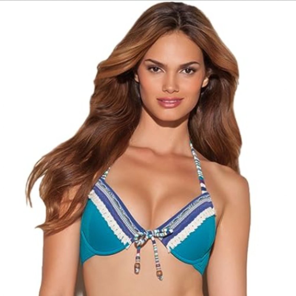 NWT Lucky Brand Mumbai Magic Halter Bikini Top Medium